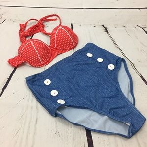High waisted swim suit